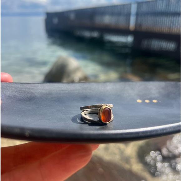 💎100% GENUINE Carnelian GEM. 💯 Sterling Silver and gold ring. Truly A DAZZLER! 6 - Picture 4 of 9